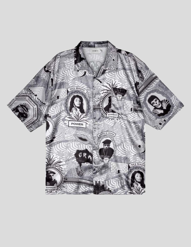 Camisa GRIMEY supastar satin button up shirt black